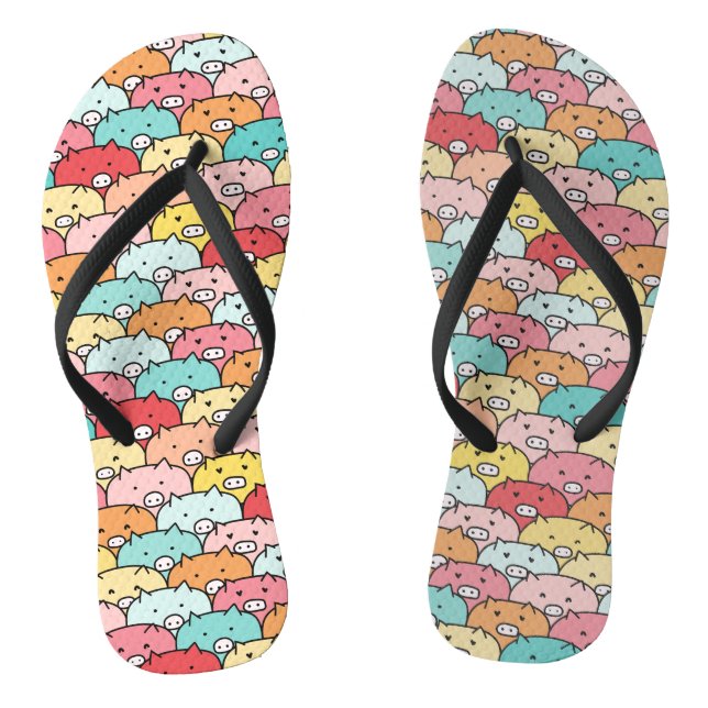 Colourful Pigs Funny And Cute Pattern Flip Flops (Footbed)