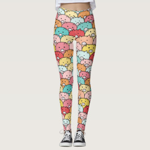 Colourful Pigs Funny And Cute Pattern Leggings