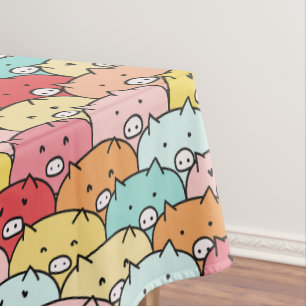 Colourful Pigs Funny And Cute Pattern Tablecloth