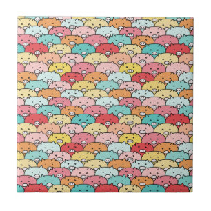 Colourful Pigs Funny And Cute Pattern Tile
