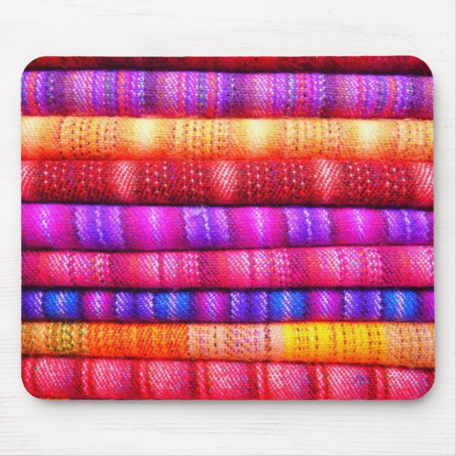 Colourful Piles of Folded Fabric Striped Mouse Pad (Front)