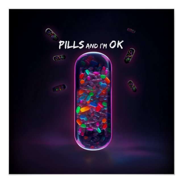 Colourful Pill cool medication trendy design Poster (Front)