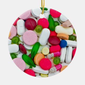 Colourful pills custom product ceramic ornament