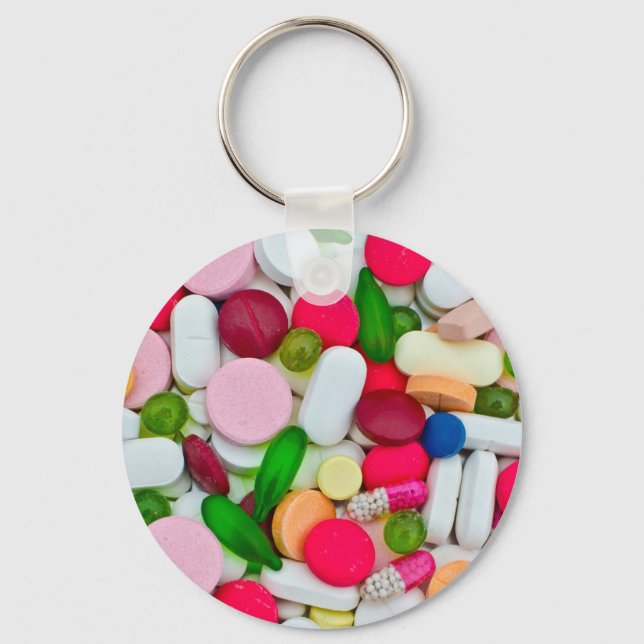 Colourful pills custom product keychain (Front)
