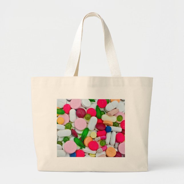 Colourful pills custom product large tote bag (Front)