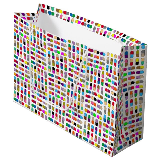 Colourful pills large gift bag (Front Angled)