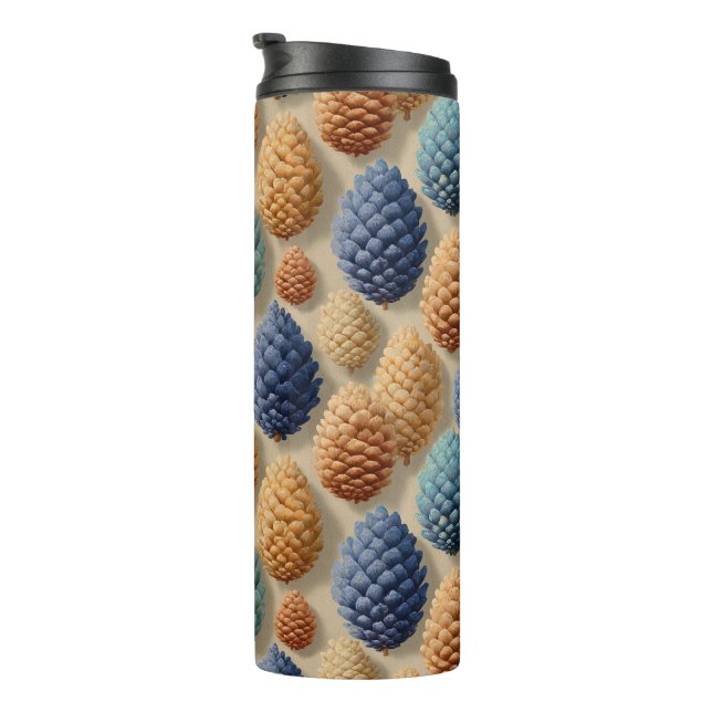 Colourful Pine Cones Winter Pattern Thermal Tumbler (Rotated Right)