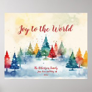 Colourful Pine Trees Christmas Poster