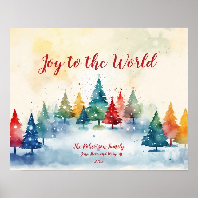 Colourful Pine Trees Christmas Poster (Front)