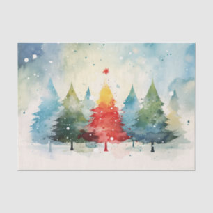 Colourful Pine Trees Christmas Tissue Paper