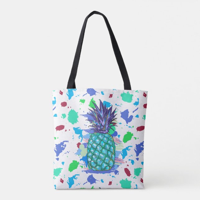 Colourful Pineapple And Paint Splatter Illustratio Tote Bag (Back)