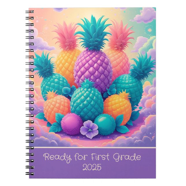 Colourful pineapple for 1st grade 2025 notebook (Front)