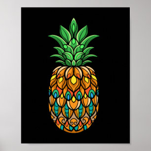colourful-pineapple-fruit-mandala-arts-isolated poster