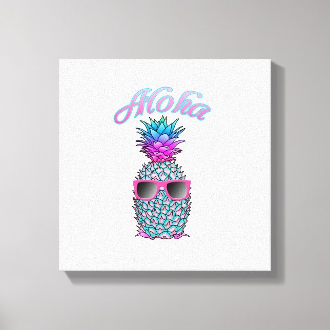 Colourful Pineapple Hawaiian Aloha Canvas Print (Front)