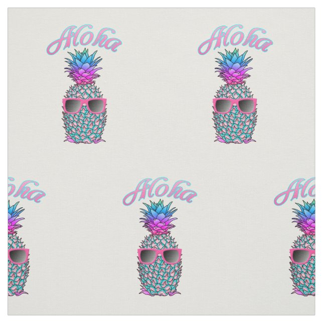 Colourful Pineapple Hawaiian Aloha Fabric (Swatch)