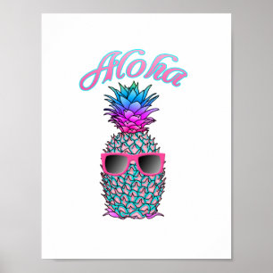 Colourful Pineapple Hawaiian Aloha Poster