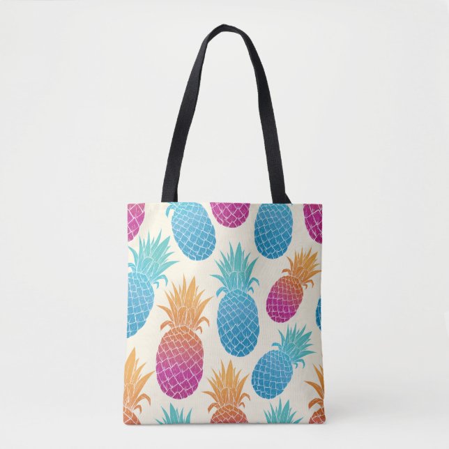 Colourful Pineapple Light Yellow Background Tote Bag (Front)