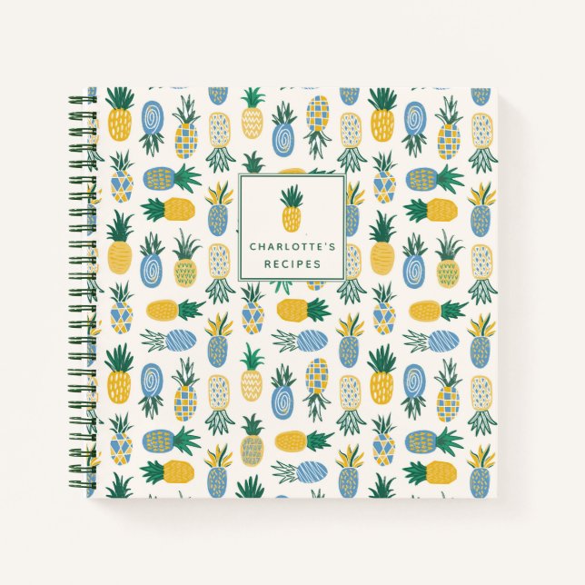Colourful Pineapple Personalized Recipe Notebook (Front)