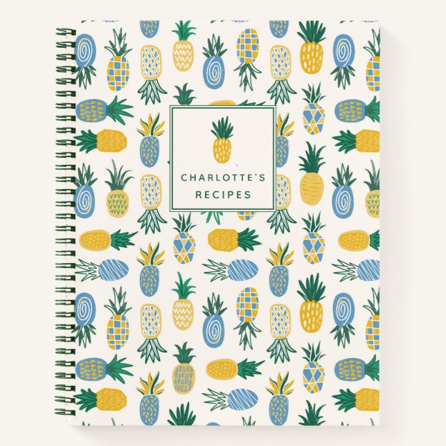 Colourful Pineapple Personalized Recipe Notebook (Front)