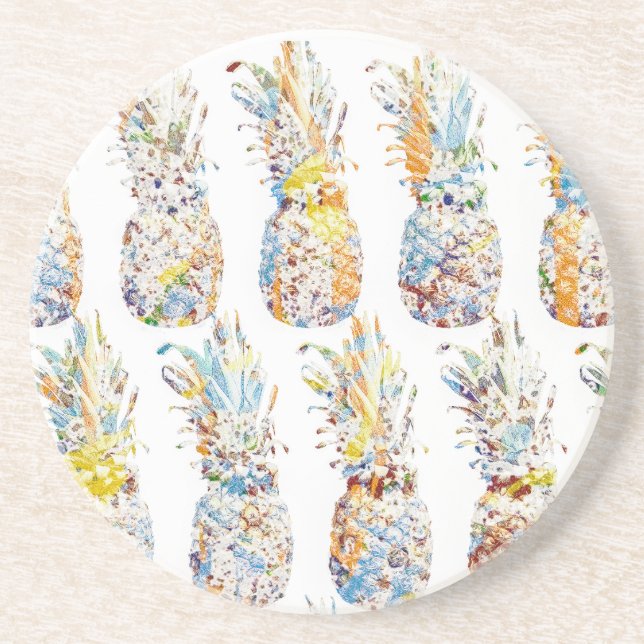 Colourful Pineapple Print Coaster (Front)