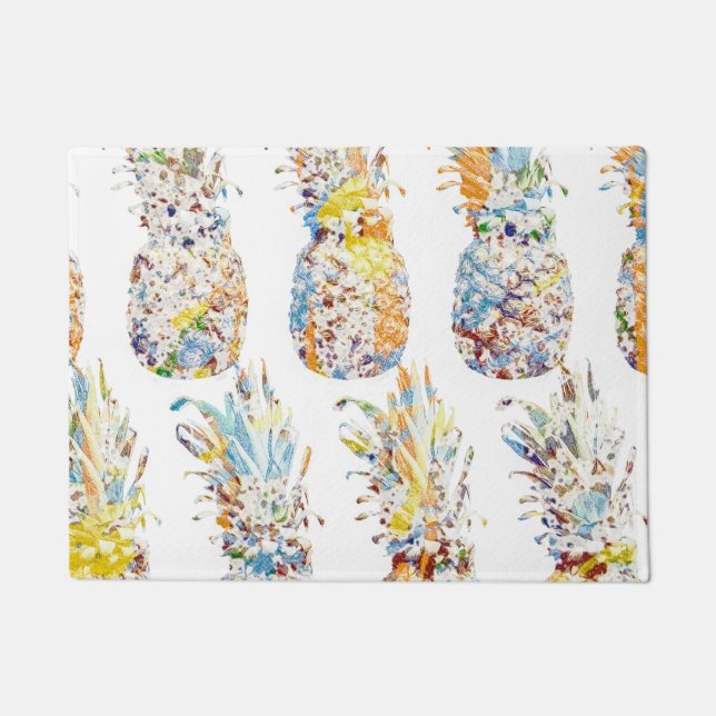 Colourful Pineapple Print Doormat (Front)