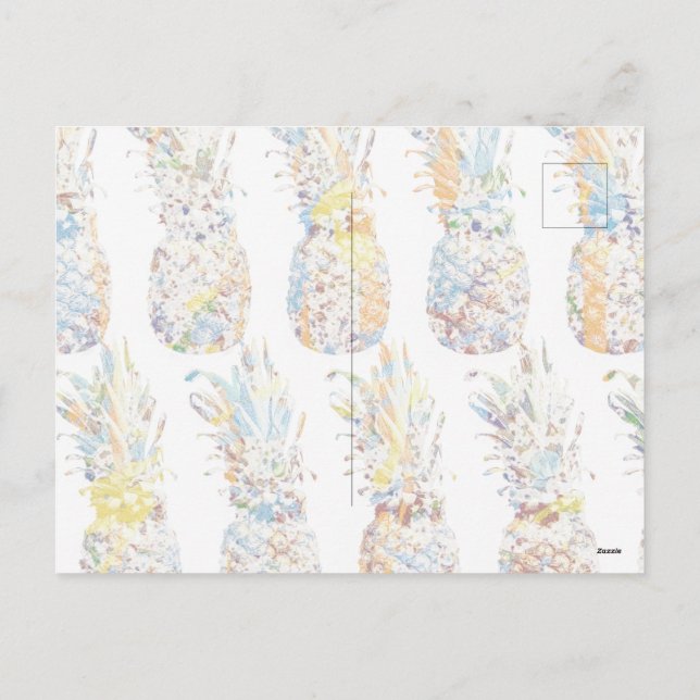 Colourful Pineapple Print Holiday Postcard (Back)
