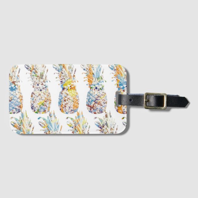 Colourful Pineapple Print  Luggage Tag (Front Horizontal)
