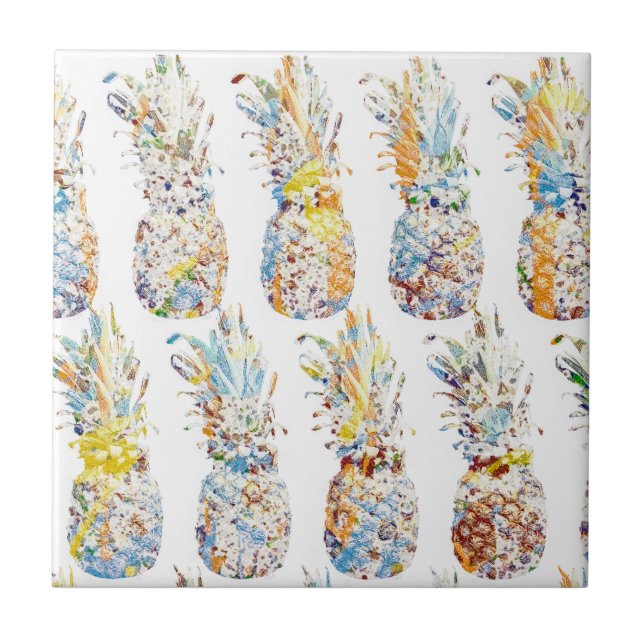 Colourful Pineapple Print Tile (Front)