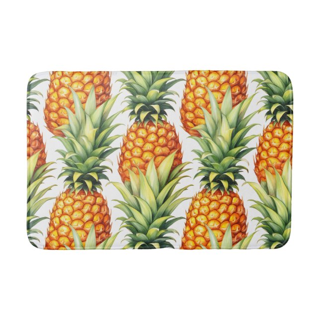 Colourful Pineapple Summer Tropical Pattern  Bath Mat (Front)