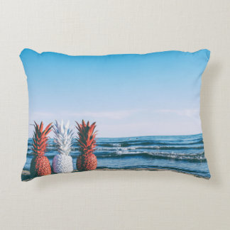 Colourful Pineapples on the Beach Decorative Pillow