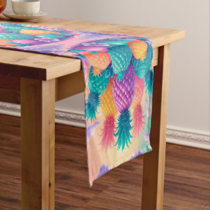 Colourful pineapples short table runner