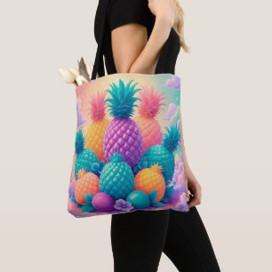 Colourful pineapples tote bag