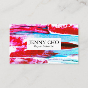 Colourful pink and aqua paint stripe business card