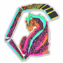 Colourful pink and blue cheetah with mohawk 