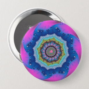 Colourful Pink and Blue Fractal 4 Inch Round Button