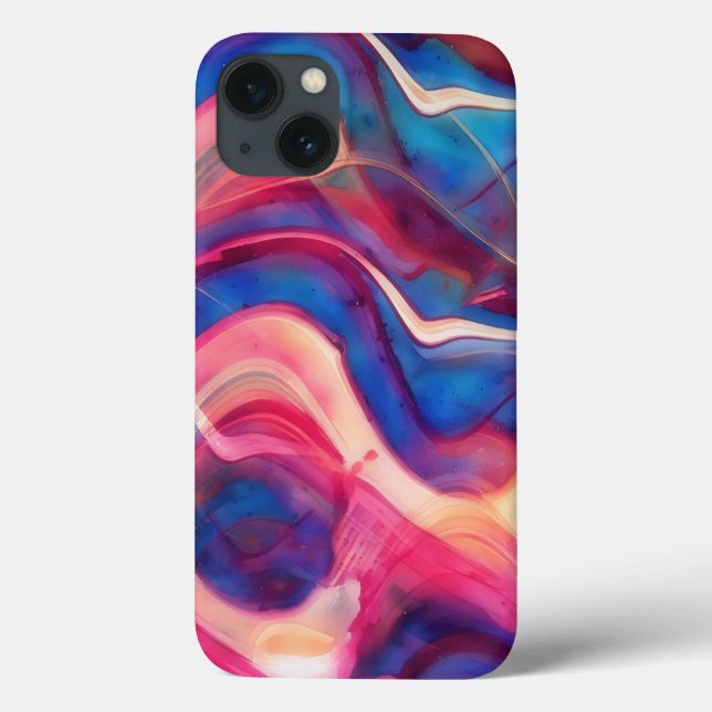Colourful Pink and Blue Marble Art Phone Case (Back)