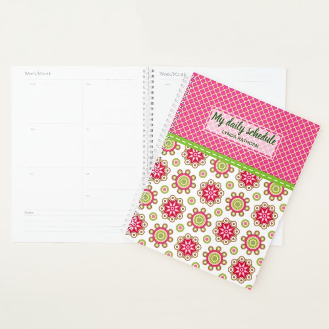 Colourful Pink and Green Patterns Daily Planner (Display)
