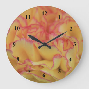 Colourful Pink and Yellow Carnation Flower Large Clock