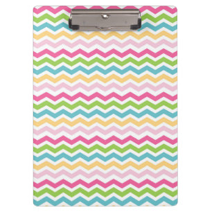 Colourful Pink Blue Green Yellow Chevron Stripes Clipboard