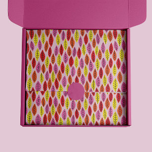 Colourful Pink Bright Leaf pattern Tissue Paper