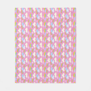 Colourful Pink Clouds and Rainbows Fleece Blanket