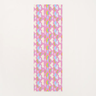 Colourful Pink Clouds and Rainbows Yoga Mat