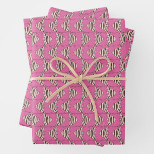 Colourful pink fish pattern wrapping paper sheet