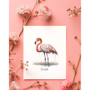 Colourful Pink Flamingo, customizable Invitation