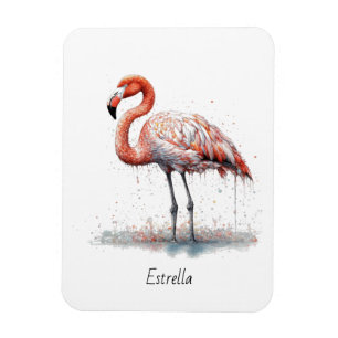 Colourful Pink Flamingo, customizable Magnet