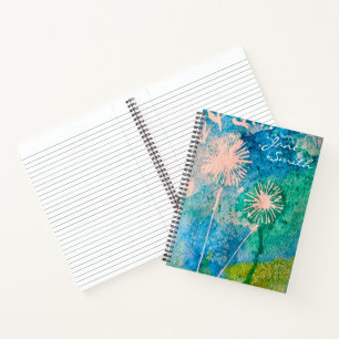 Colourful pink flamingo watercolor art notebook