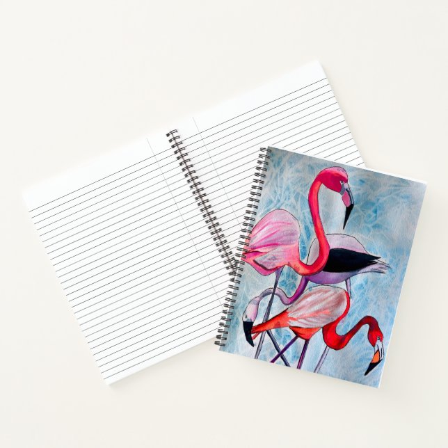 Colourful pink flamingo watercolor art notebook (Inside)