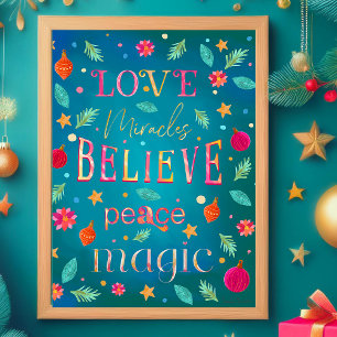 Colourful Pink Florals Inspirational Typography Poster