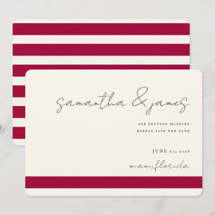 Colourful Pink Fuchsia Stripes Handwritten Save The Date
