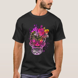 Colourful Pink Girls Kids Men Sugar Skull Day Of T T-Shirt